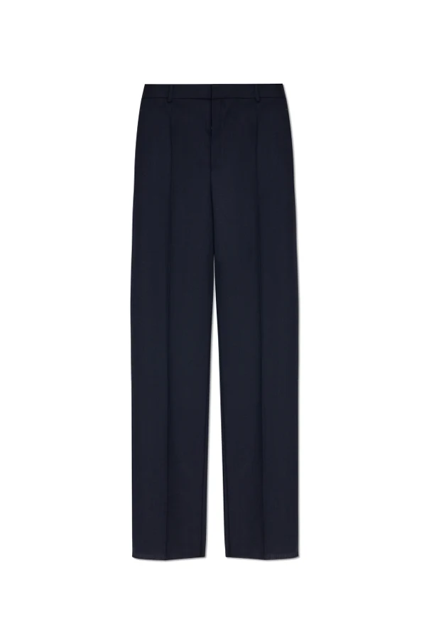NAVY BLUE Wool pleated trousers