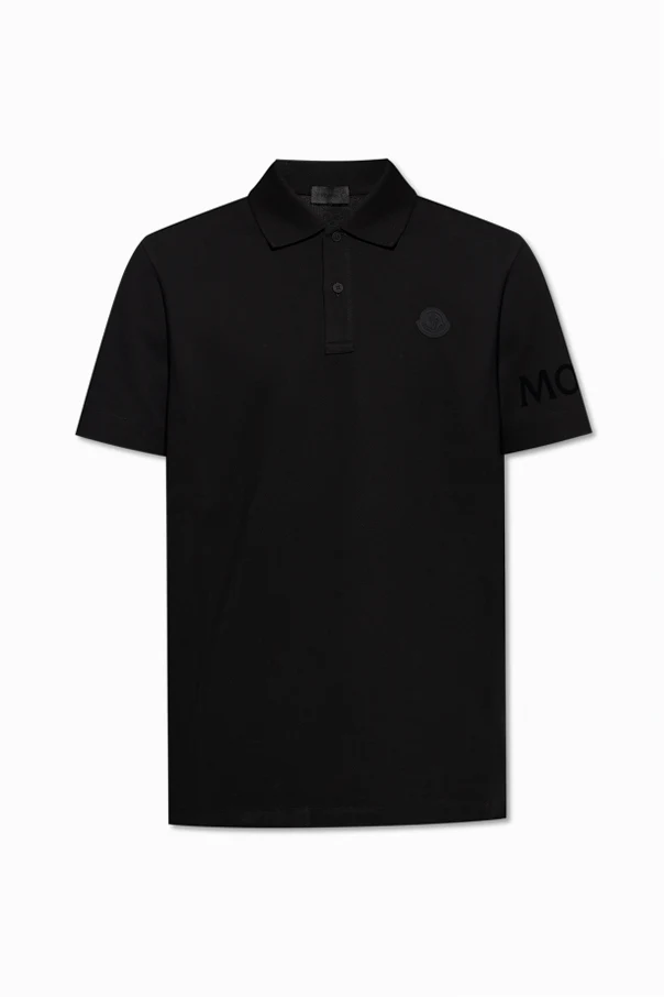 SCHWARZ Polo mit Logo-Aufnäher