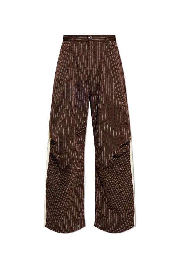 BROWN Striped pattern trousers