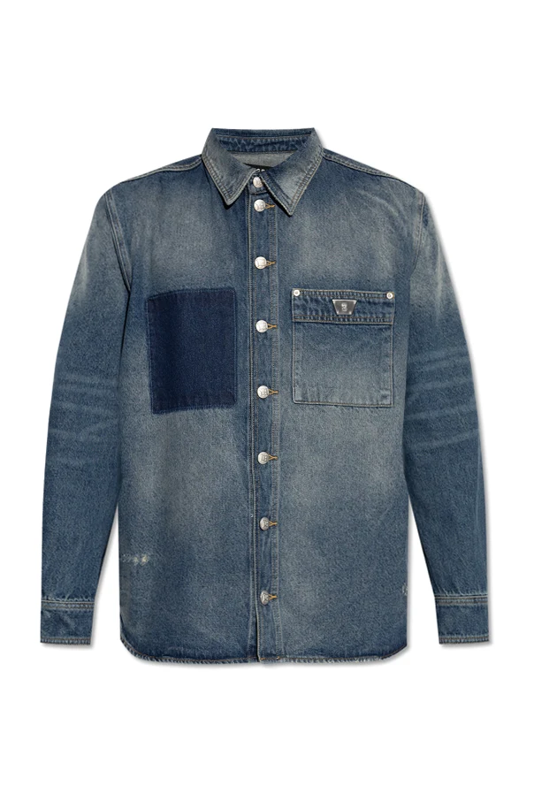 GRANATOWY Jeansowa koszula
