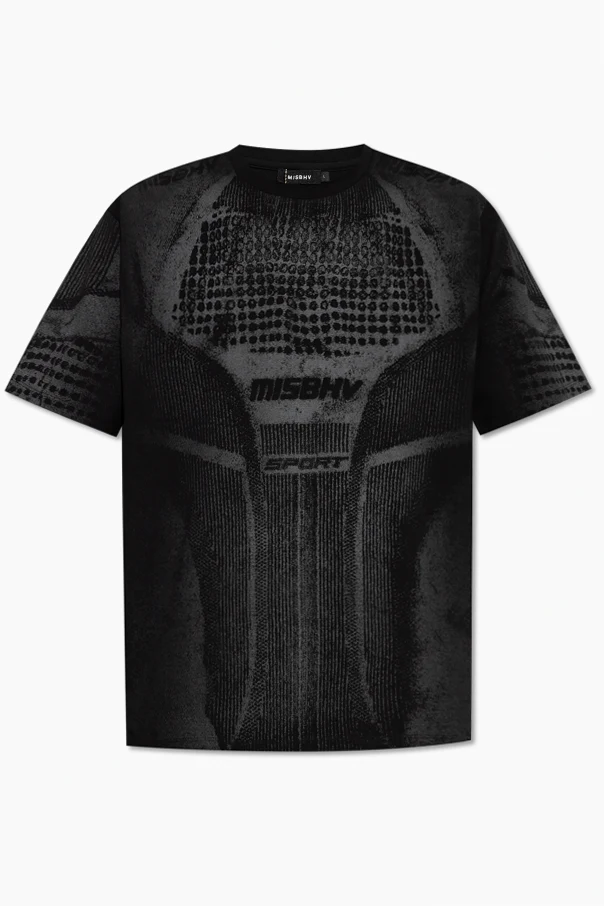 CZARNY T-shirt ze wzorem