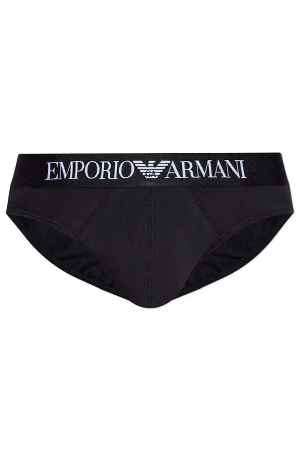 BLACK Cotton briefs with logo