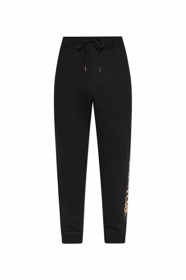 CZARNY Spodnie dresowe z nadrukowanym logo