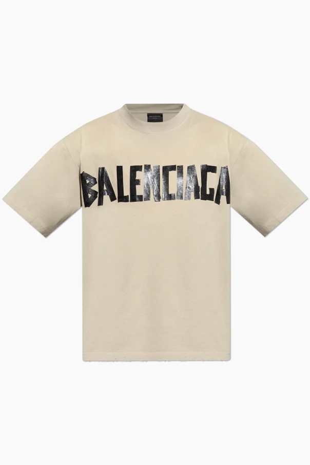 beżowy T-shirt z efektem `vintage`