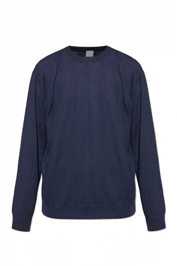 GRANATOWY Kaszmirowy sweter z okrągłym dekoltem