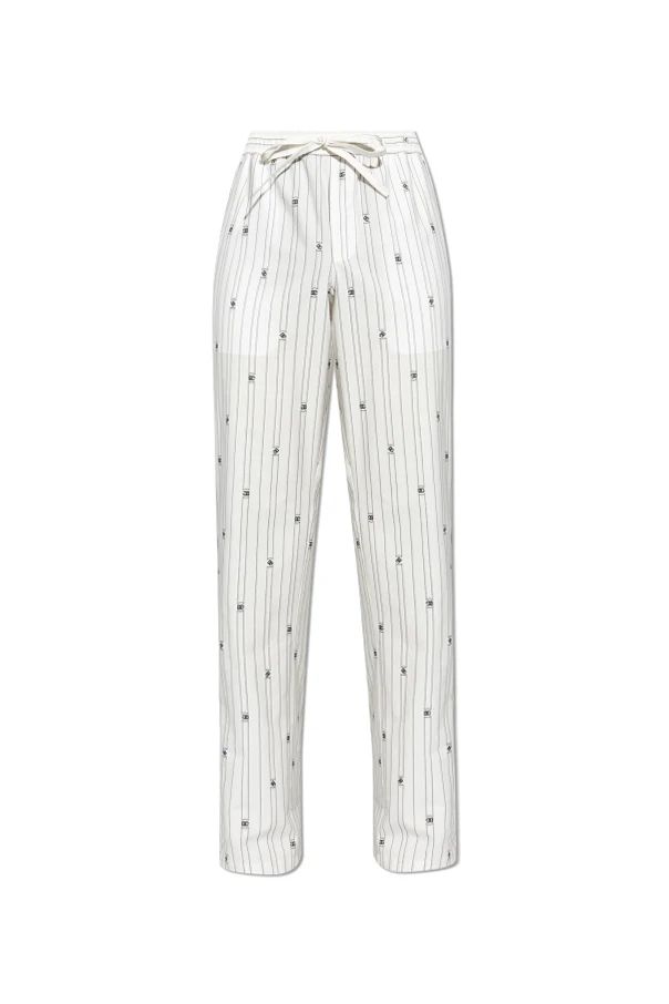 WHITE Striped pattern trousers