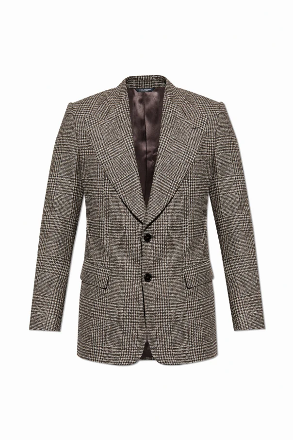 BROWN Plaid-patterned blazer