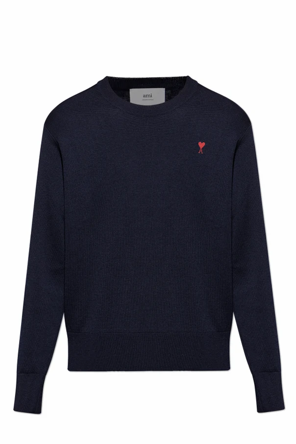 GRANATOWY Sweter z wyszytym logo
