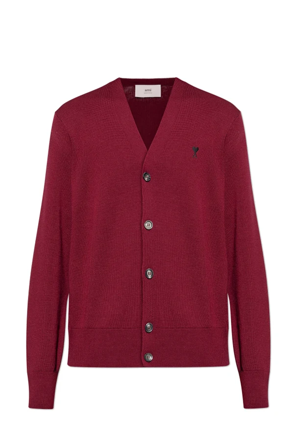 BURGUNDER Strickjacke mit gesticktem Logo