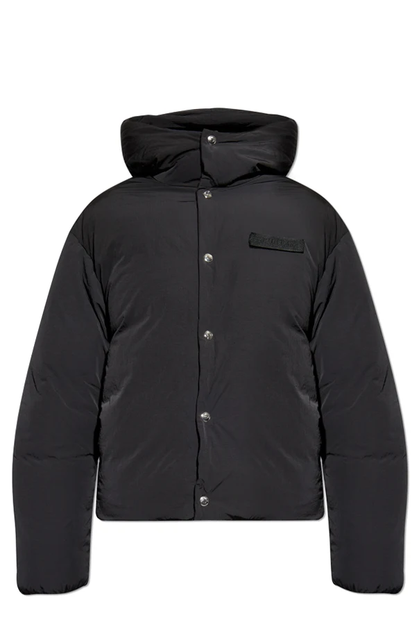 SCHWARZ Wattierte Jacke mit Kapuze