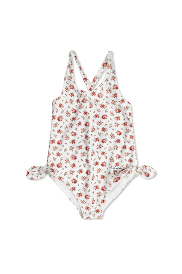WHITE One-piece swimsuit with floral motif