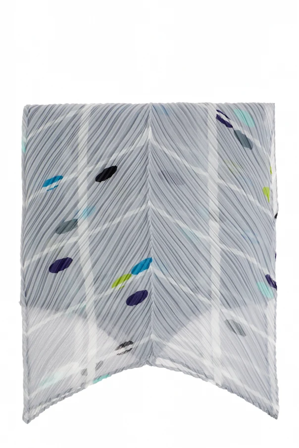GREY Pleated scarf with print