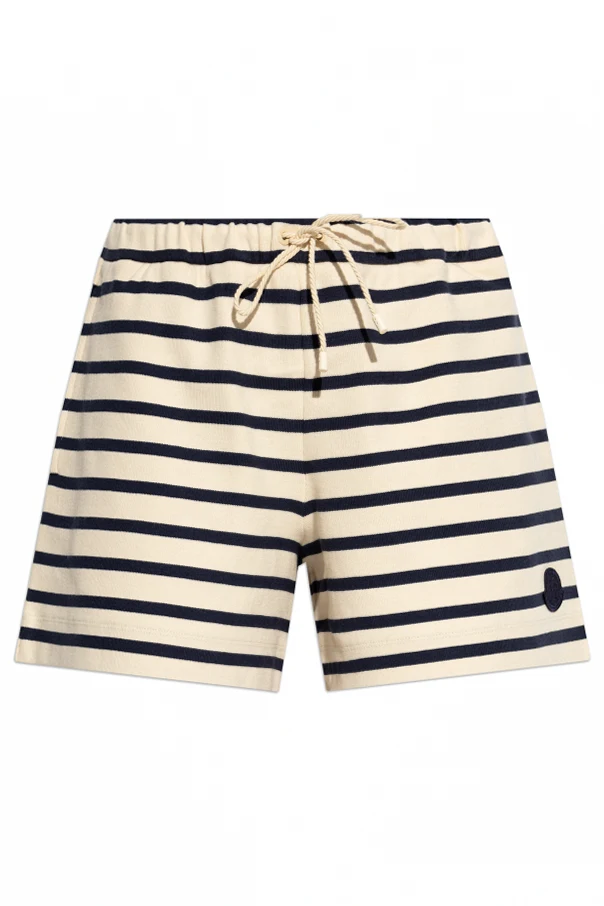 cream Striped pattern shorts