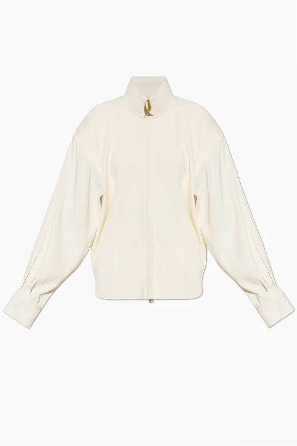 cream Jacket with stand-up collar