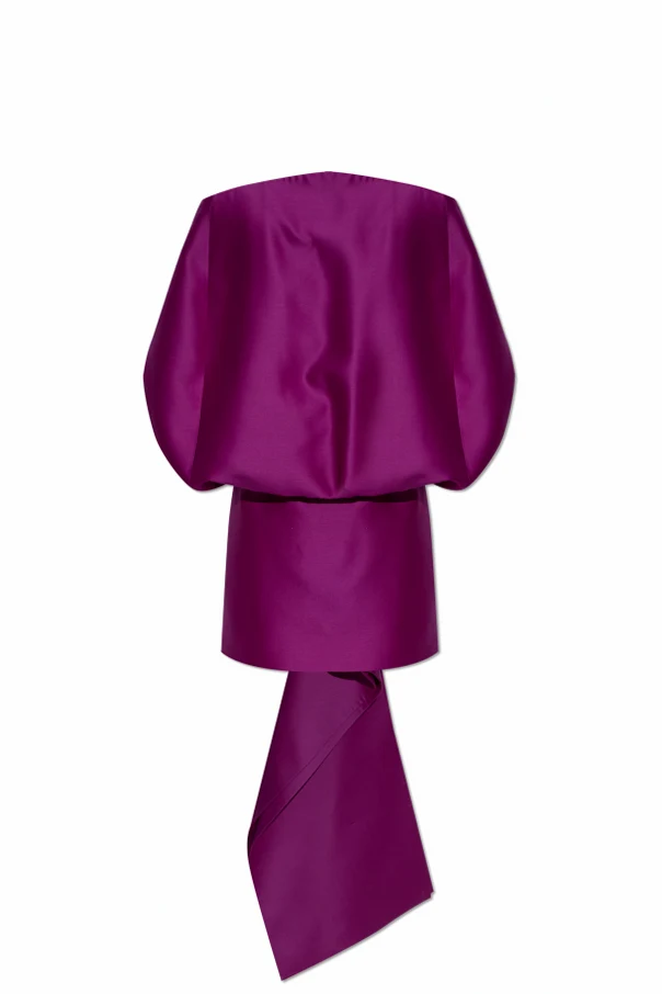 PURPLE Wool dress with asymmetrical cut