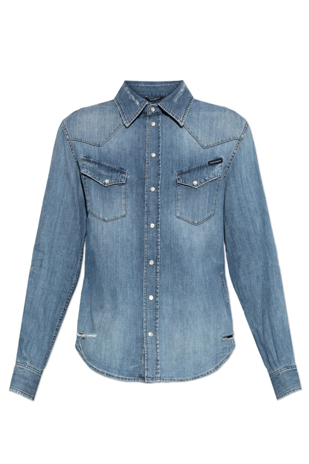 BLUE Denim shirt with `vintage` effect