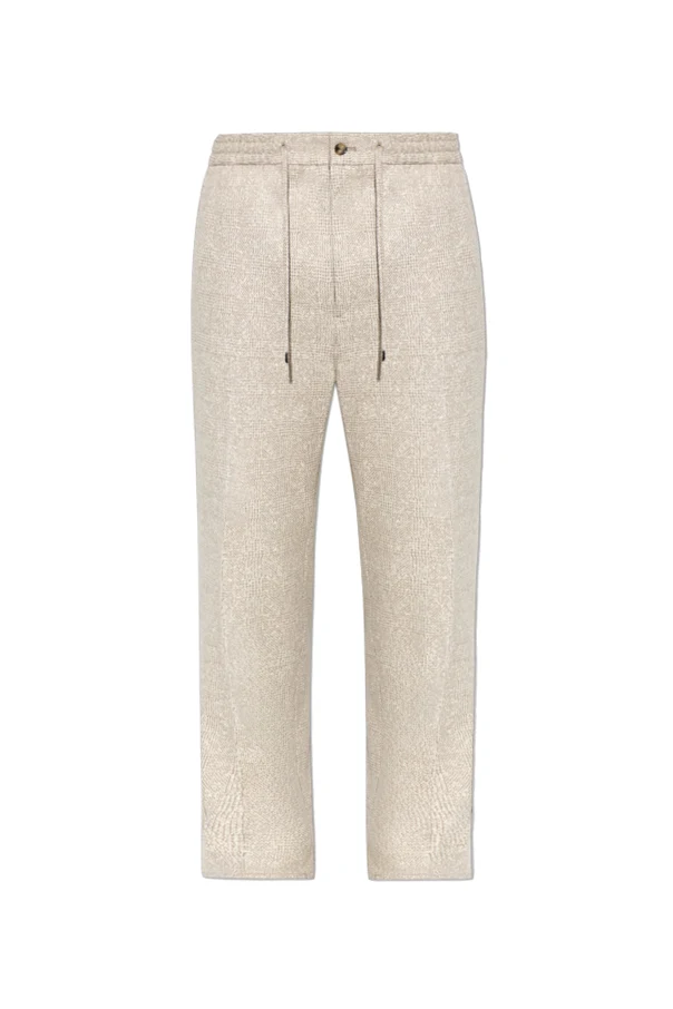 beige Plaid pattern pants