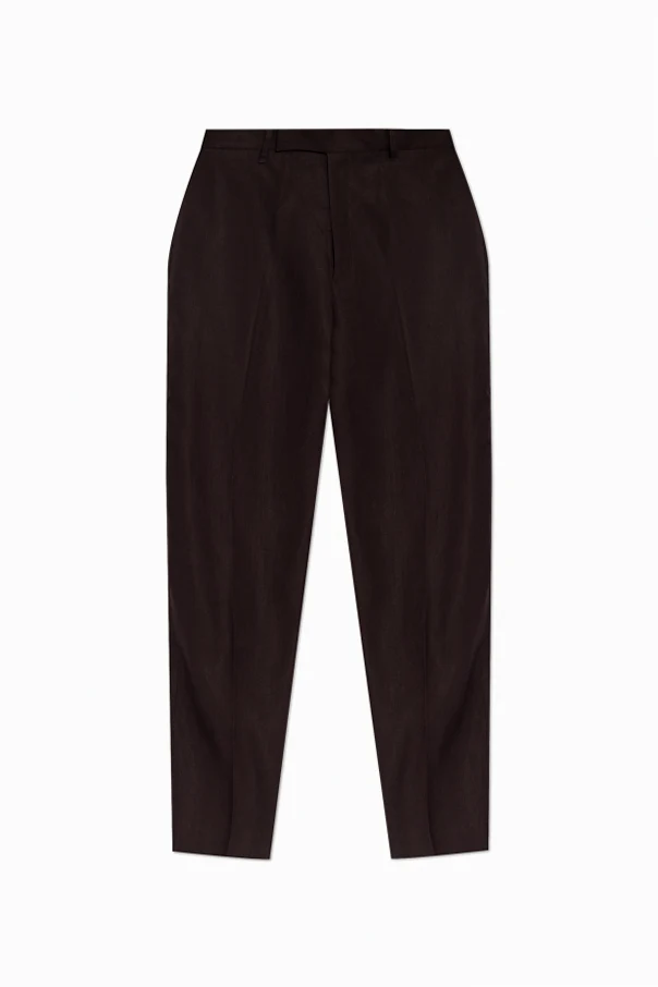 BROWN Linen pleated trousers