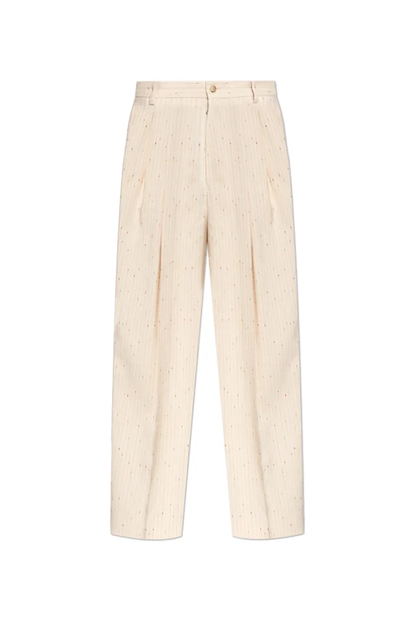 cream Striped pattern pants
