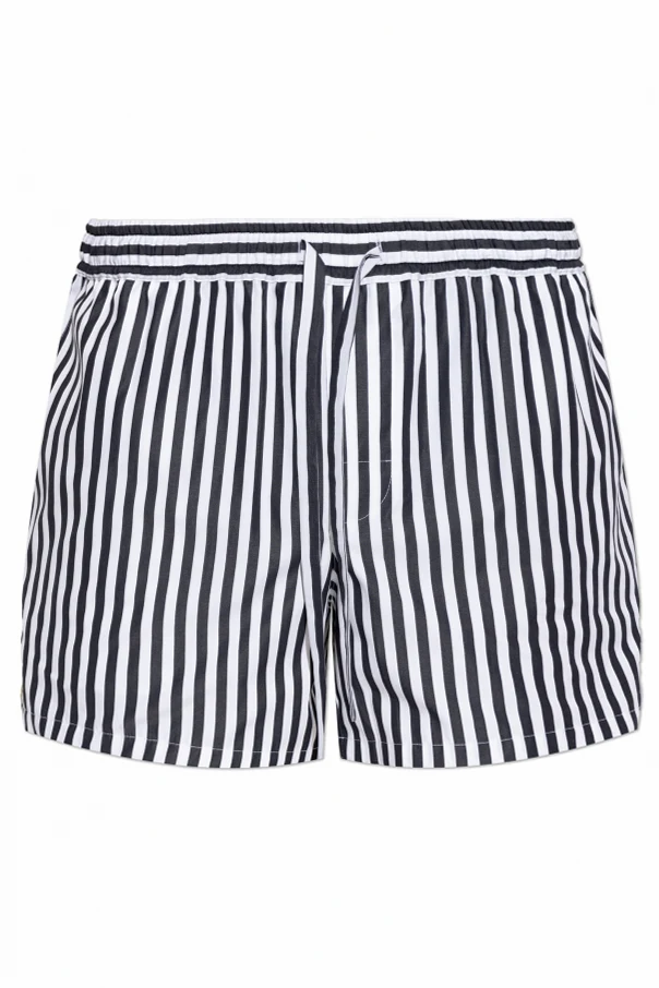 BLACK Cotton shorts with striped pattern