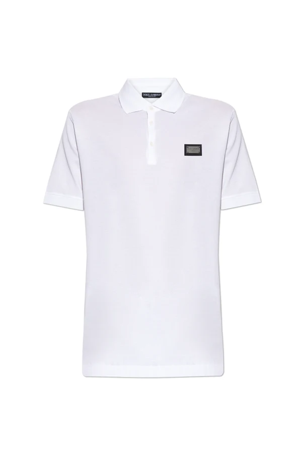 WHITE Polo shirt with logo applique