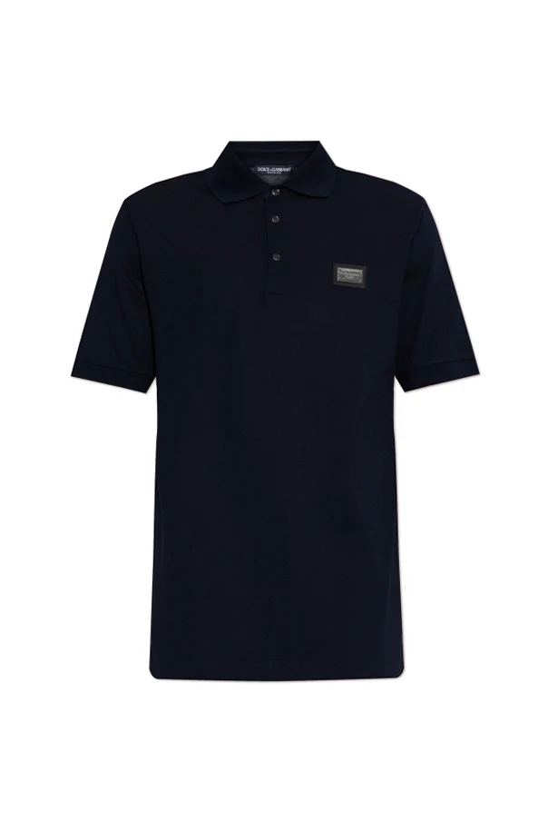 BLACK Polo shirt with logo appliqué