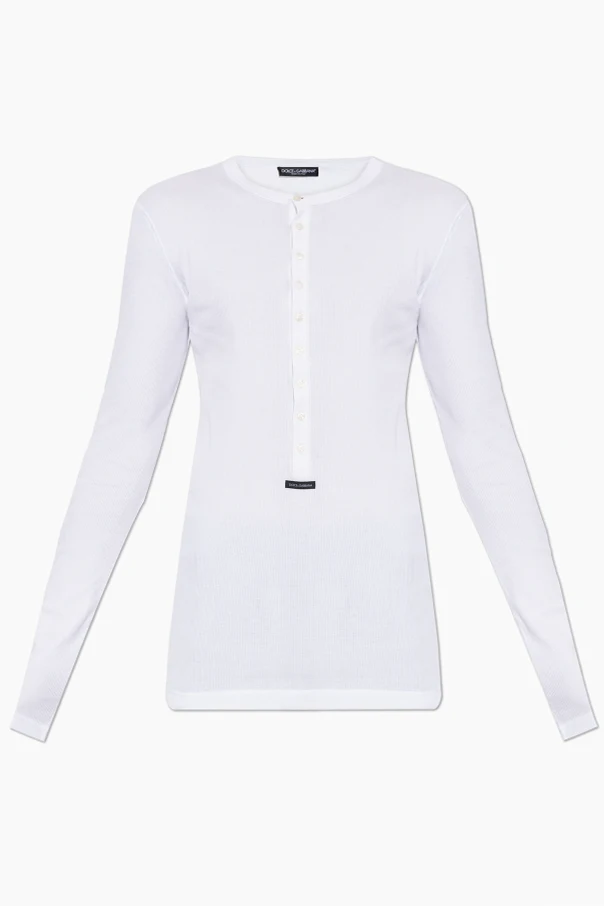 WHITE Ribbed long sleeve t-shirt