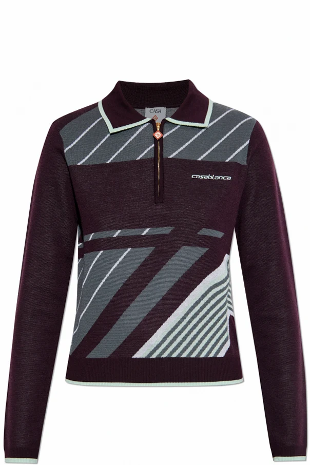 BURGUNDER Langarm-Poloshirt aus Wolle