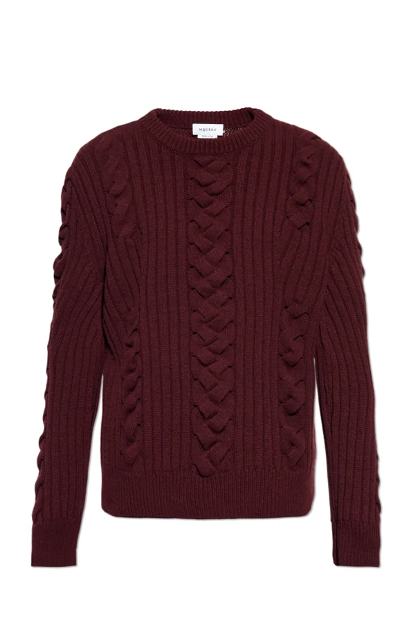 BURGUNDER Pullover mit dekorativem Strickmuster
