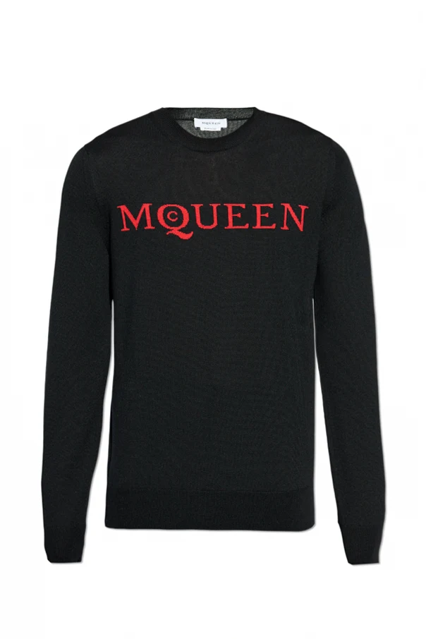 SCHWARZ Wollpullover mit Logo