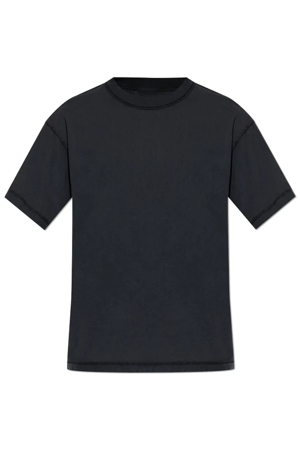 CZARNY T-shirt z efektem zgięcia