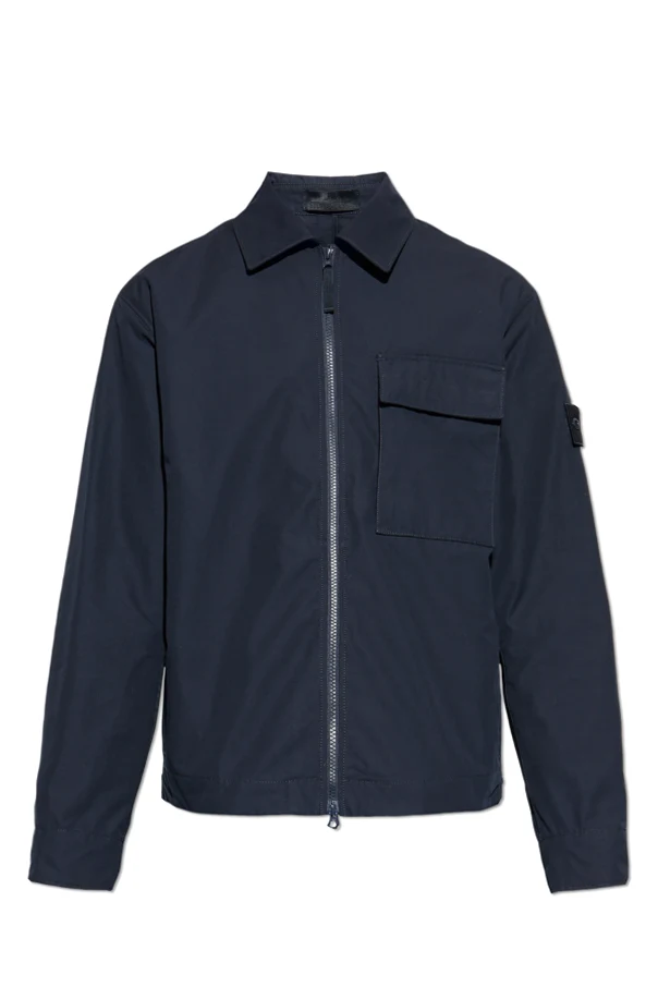 MARINEBLAU Baumwolljacke mit Logo-Patch