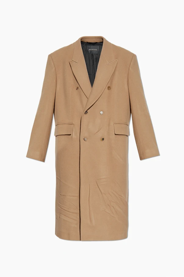 BEIGE Langer Wollmantel