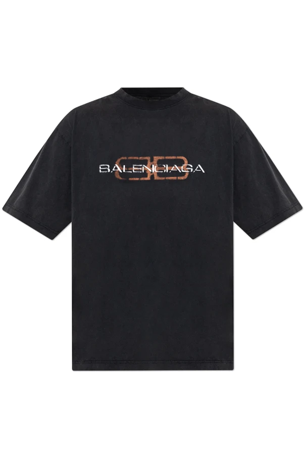 CZARNY T-shirt z efektem zgniecenia