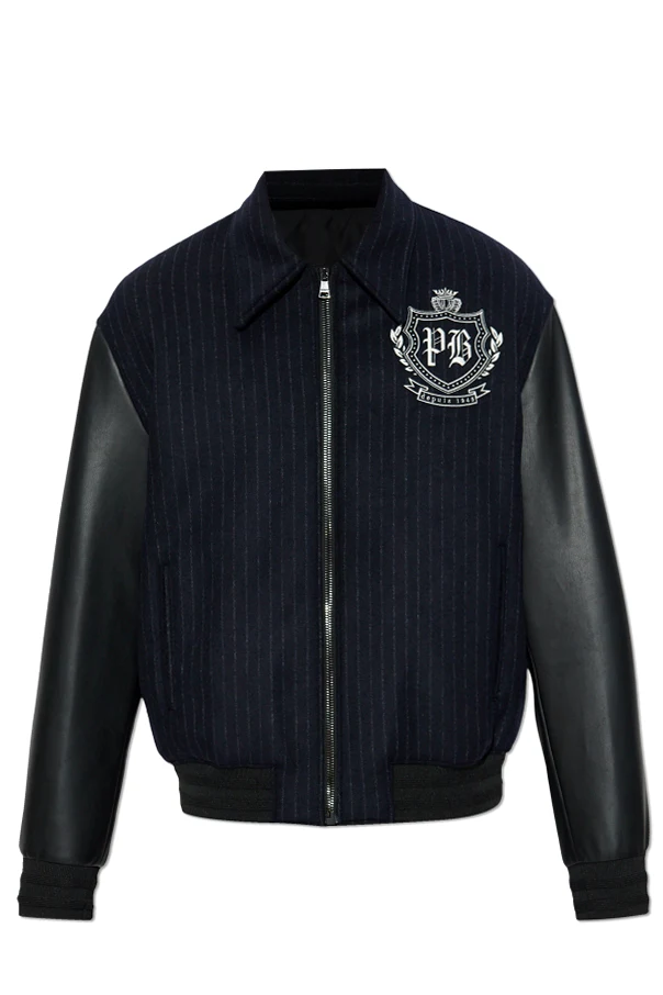 MARINEBLAU Jacke mit Lederärmeln