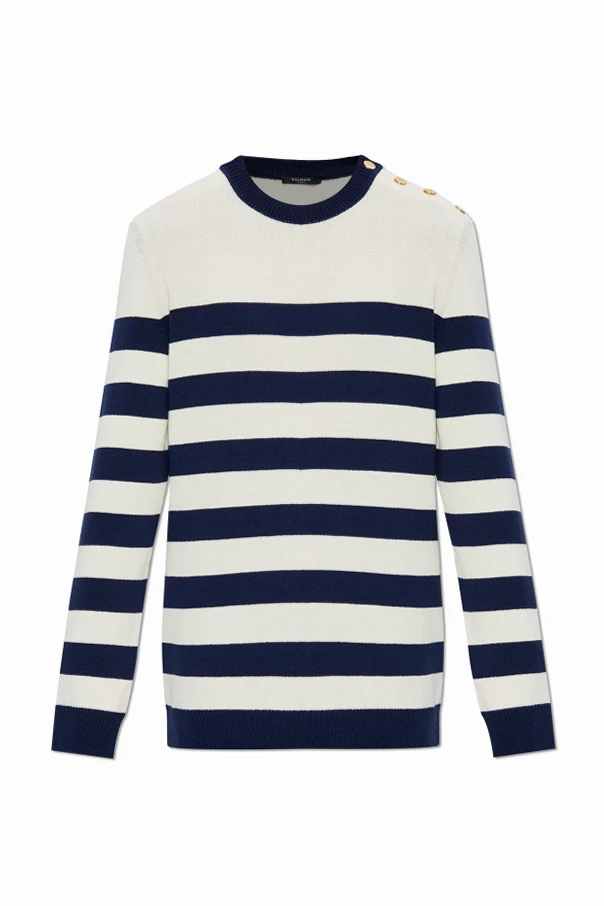 WHITE Striped pattern sweater