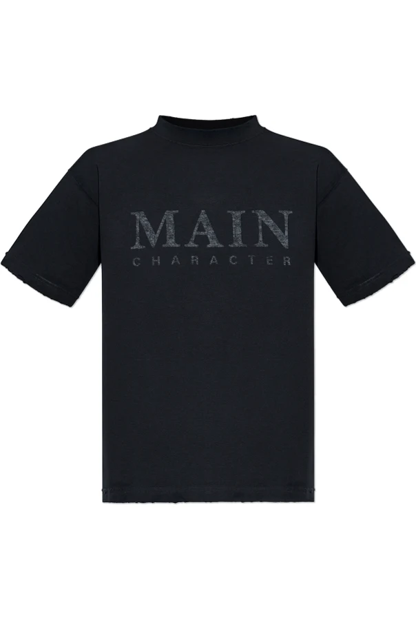 CZARNY T-shirt z efektem `vintage`