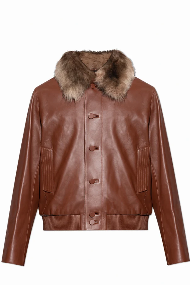 BRĄZOWY Kurtka skórzana
