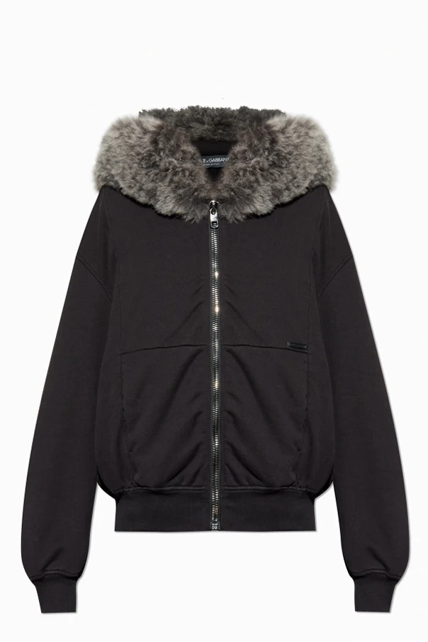 BLACK Sweatshirt finished with fur