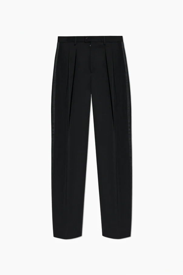 BLACK Creased trousers with satin side stripes