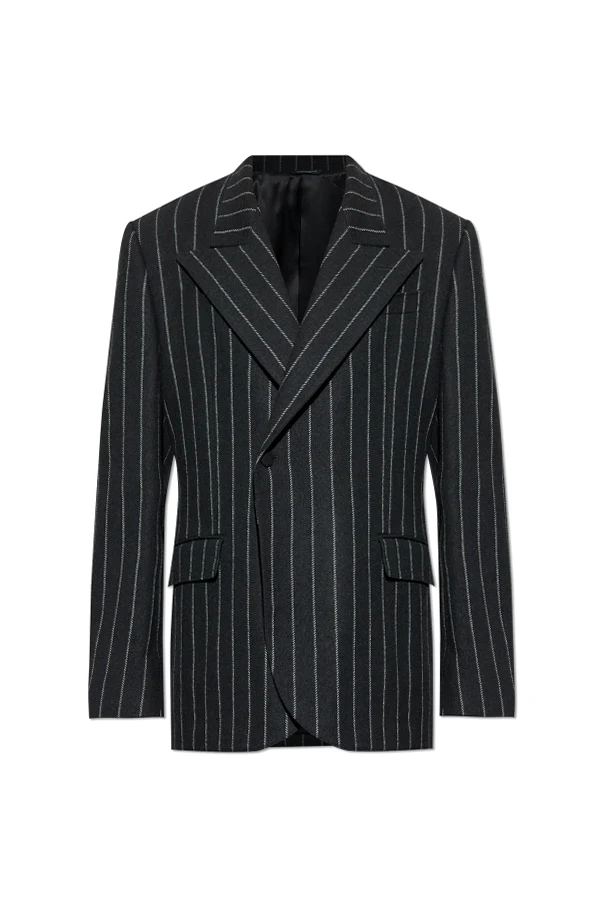 BLACK Pinstripe patterned blazer