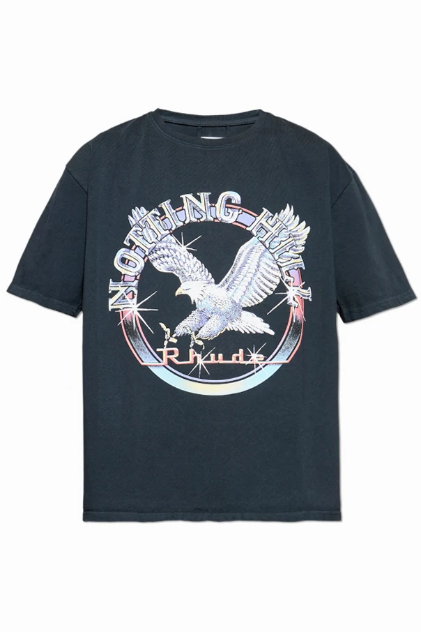 CZARNY T-shirt z kolorowym nadrukiem