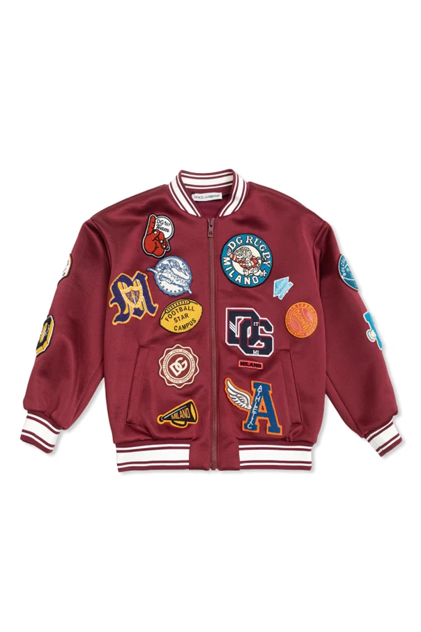BURGUNDY 'Bomber' jacket with patches