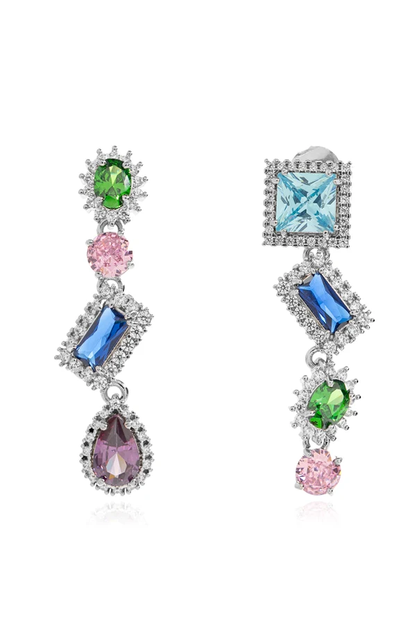 SILVER Earrings with sparkling crystals