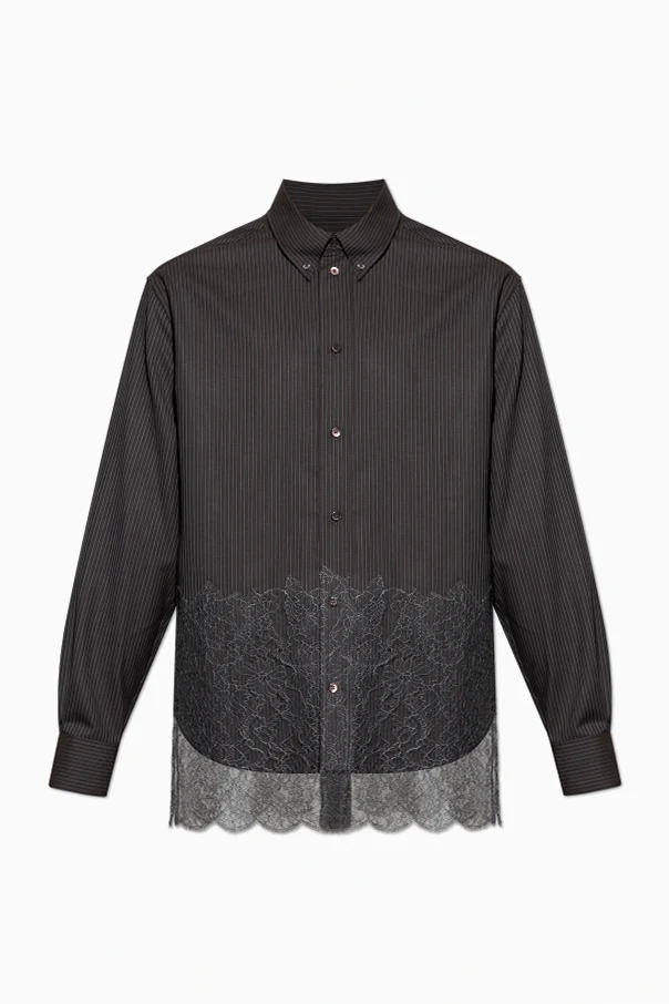 SCHWARZ Bluse mit Spitzenbesatz