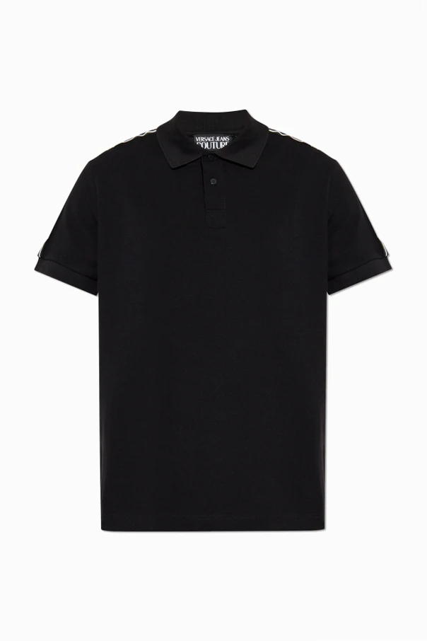 BLACK Polo shirt with printed logo