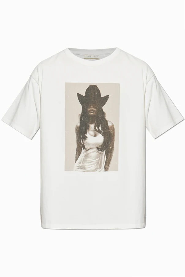 kremowy T-shirt z nadrukiem