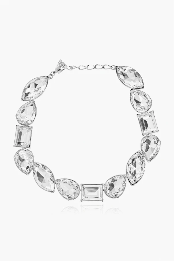 SILVER Short necklace with sparkling crystals