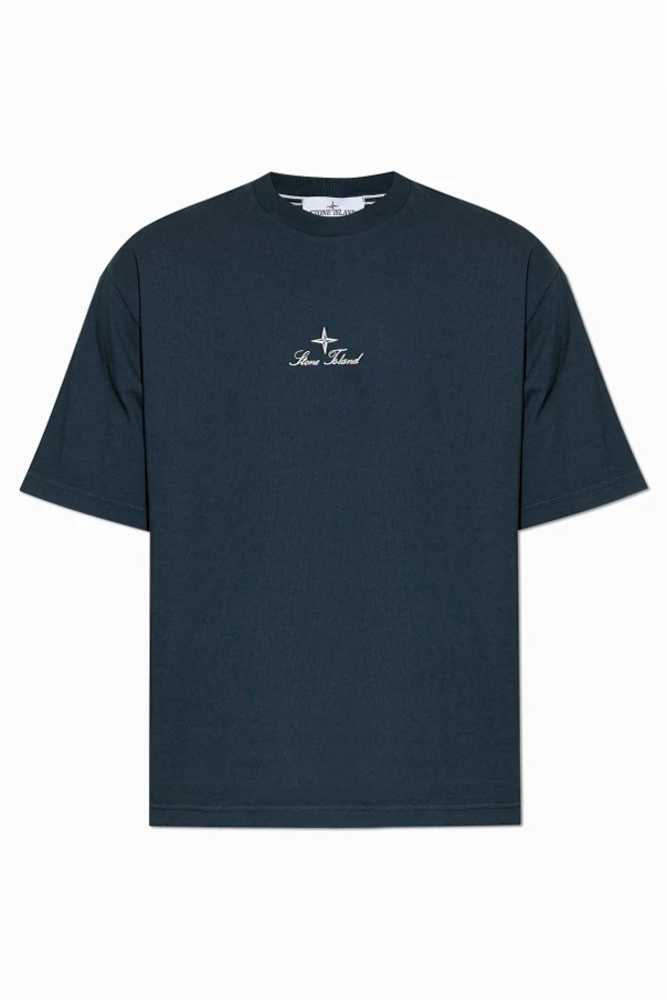 MARINEBLAU T-Shirt mit gesticktem Logo