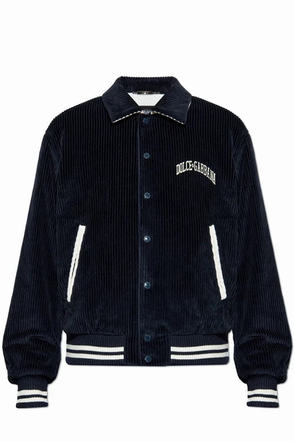 MARINEBLAU Cordjacke mit aufgesticktem Logo